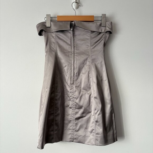 Aritzia Ten by Babaton Shimmer Satin Tube Dress Silver Grey Size 4 - Picture 5 of 7